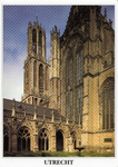 602057 Gezicht op het zuidertransept en een deel van de kruisgang van de Domkerk (Domplein) en Domtoren te Utrecht ...